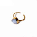 Bague en cristal brut ouvert Druzy en forme de coeur naturel